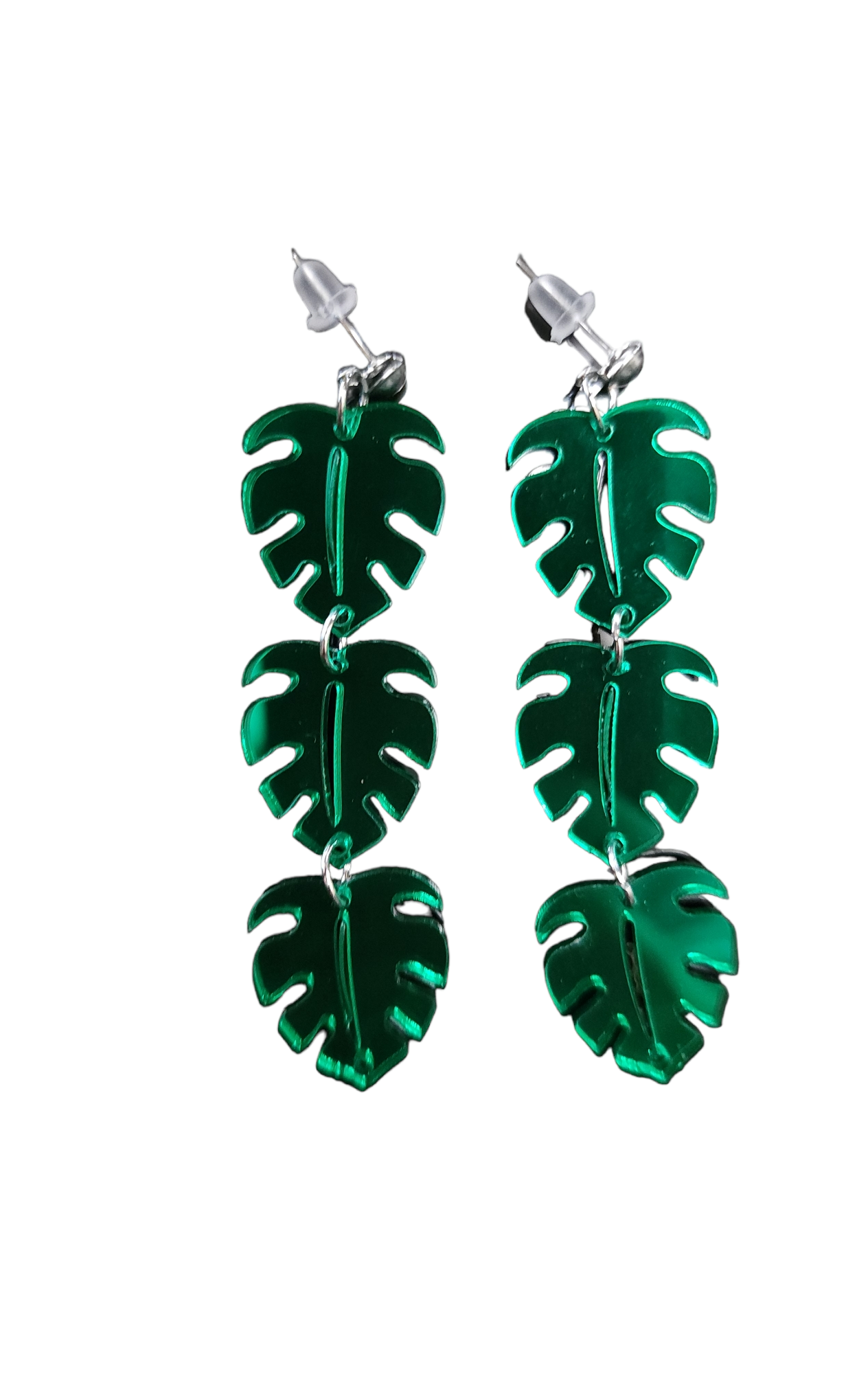 Three leaf Monstera earrings